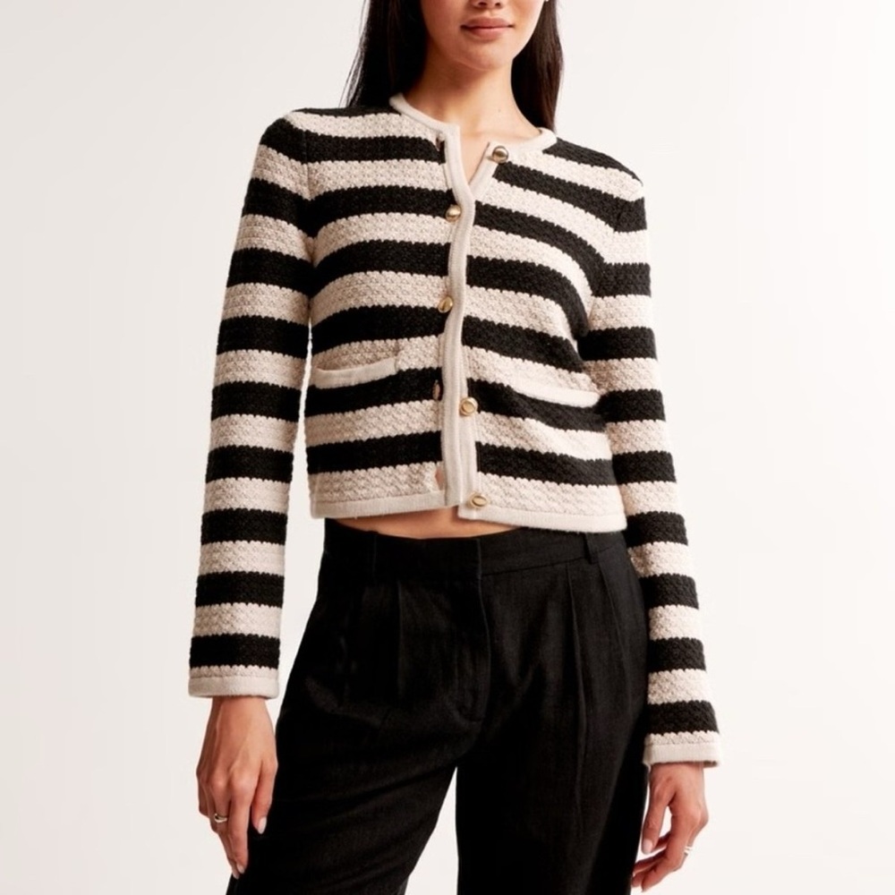 Abercrombie Textural Crew Sweater Jacket-NWT